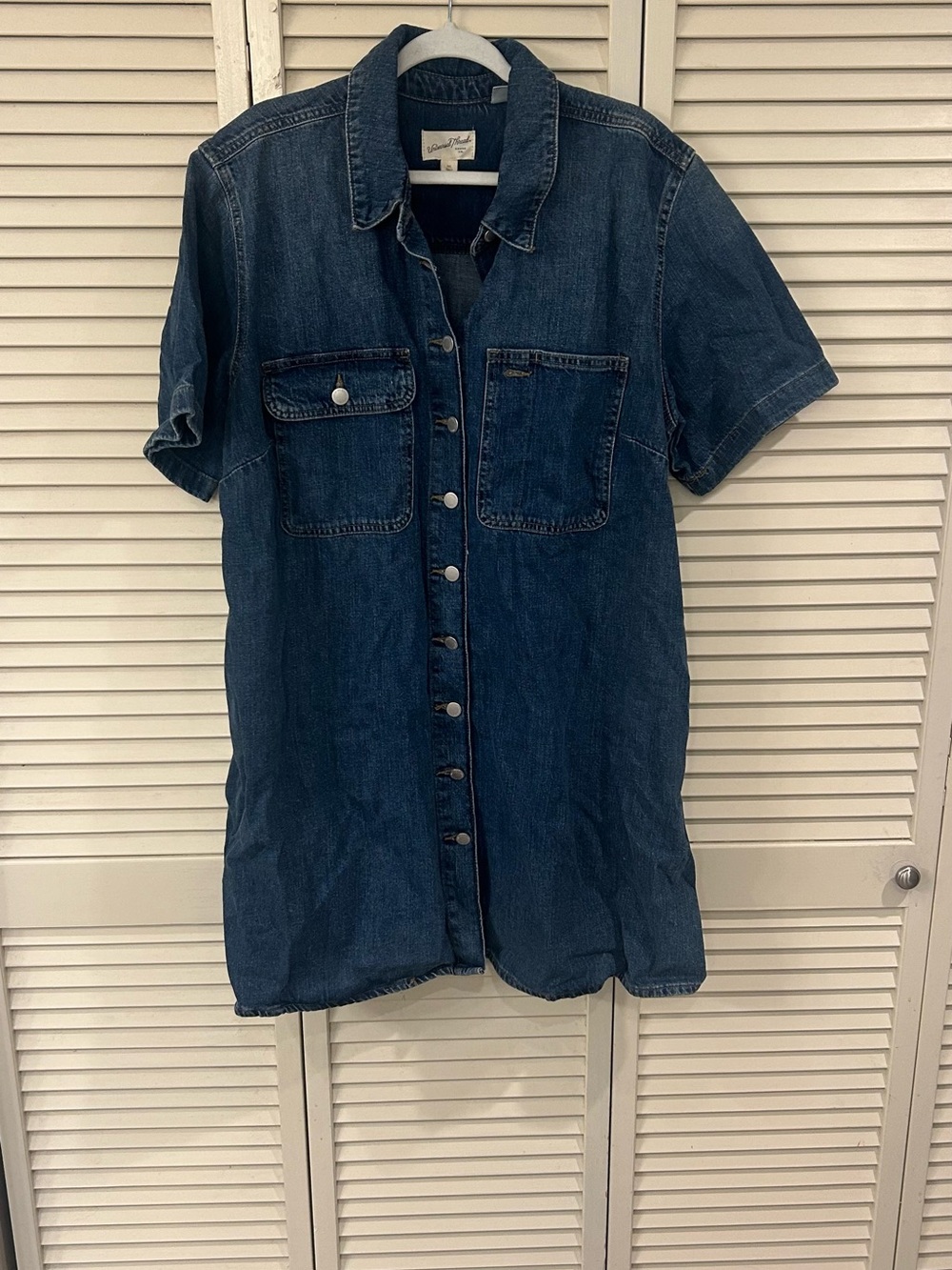 Universal Threads Denim Button-Front Shirt Dress - Dark Blue